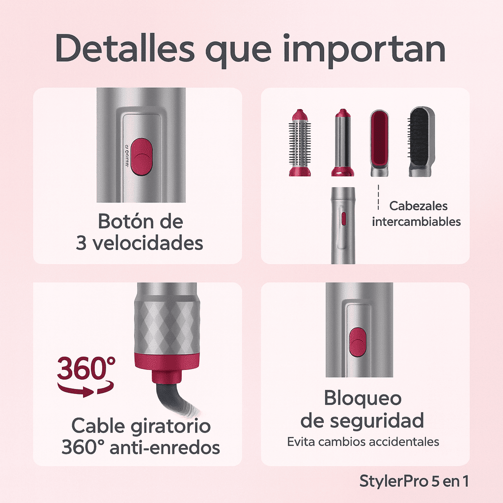 StylerPro 5 en 1 Cepillo inteligente que transforma tu cabello