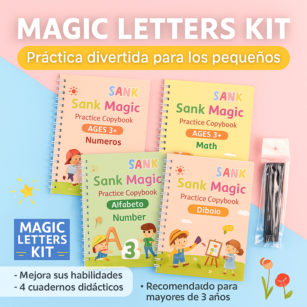 Magic Letters Kit – Set de libros mágicos de caligrafía