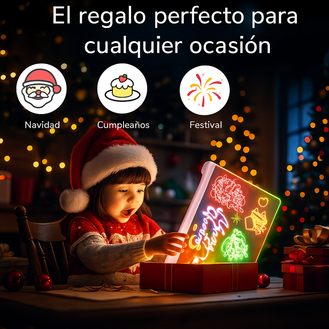Luminotas™ Tablero LED acrílica con luz + 7 bolígrafos de colores