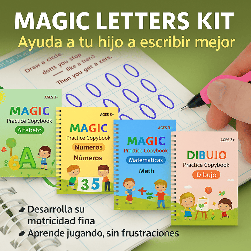Magic Letters Kit – Set de libros mágicos de caligrafía