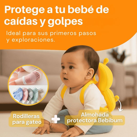 BebiBum™ Almohada protectora para caídas de bebé + rodilleras para Gateo