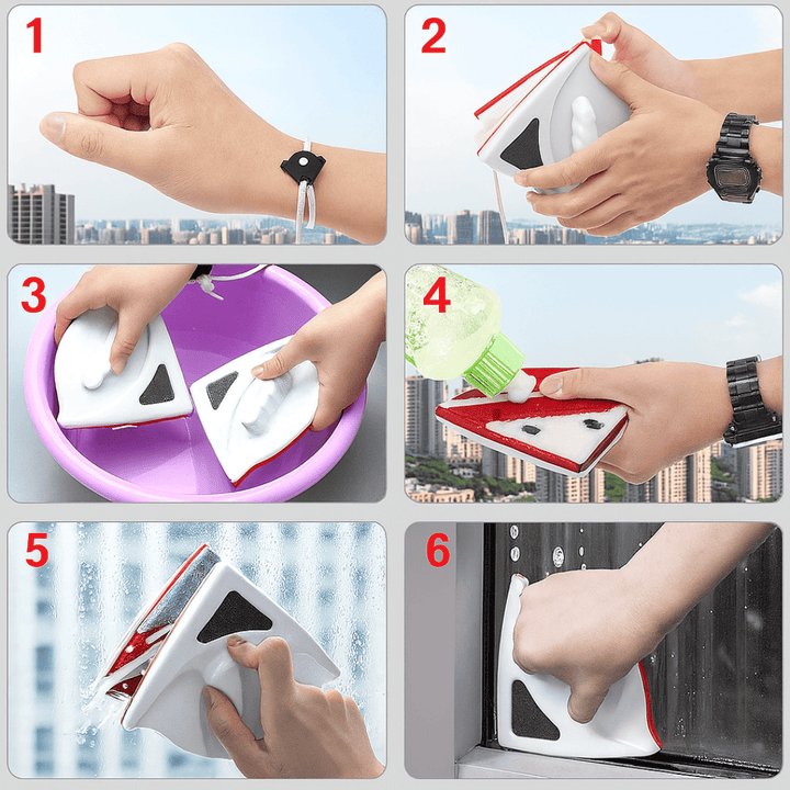 TriangloMag™ Limpiador Magnético Doble Cara para Ventanas Altas sin Riesgos