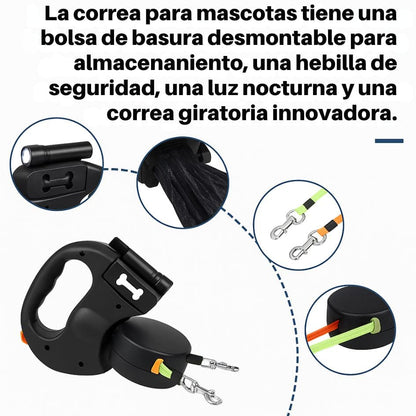 DualWalk™ - Correa Doble Para Perros y con Linterna Integrada