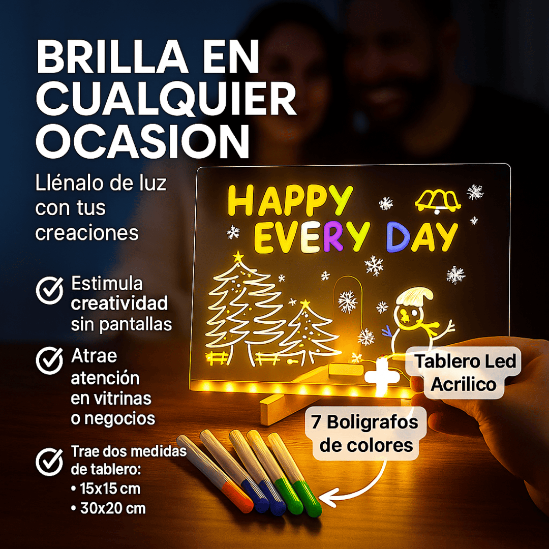 Luminotas™ Tablero LED acrílica con luz + 7 bolígrafos de colores