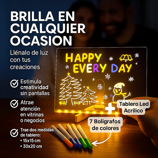 Luminotas™ Tablero LED acrílica con luz + 7 bolígrafos de colores
