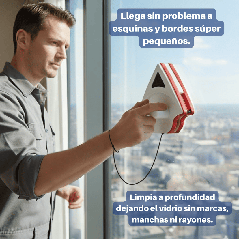 TriangloMag™ Limpiador Magnético Doble Cara para Ventanas Altas sin Riesgos