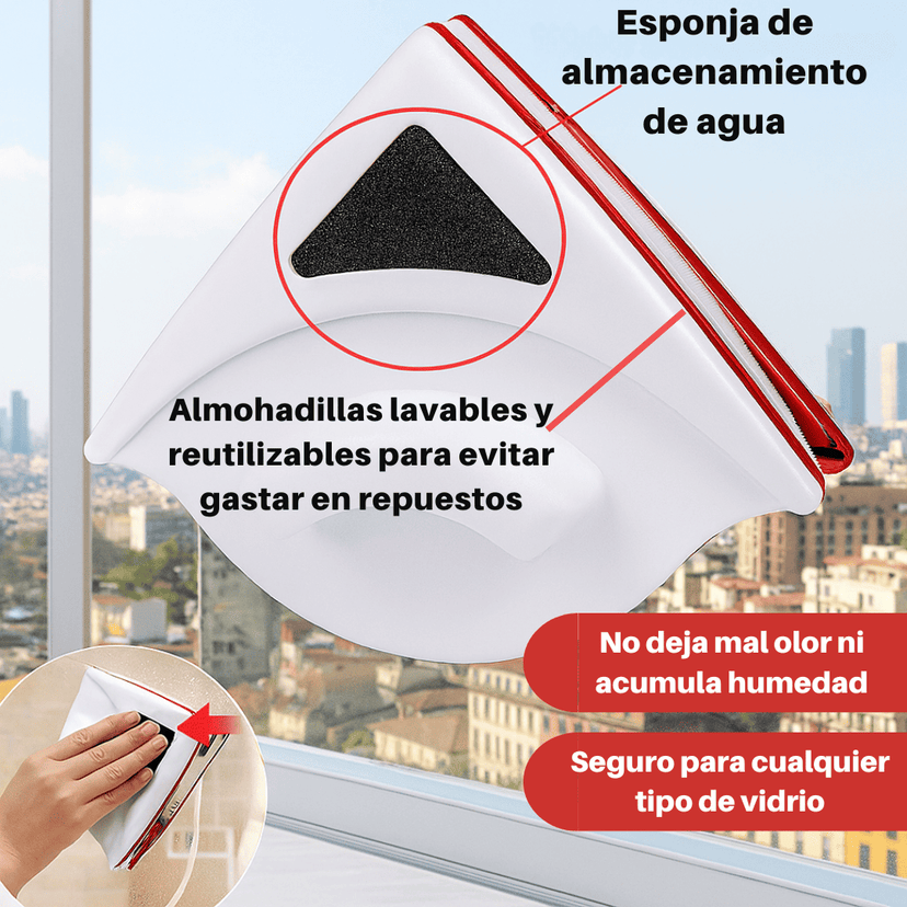 TriangloMag™ Limpiador Magnético Doble Cara para Ventanas Altas sin Riesgos